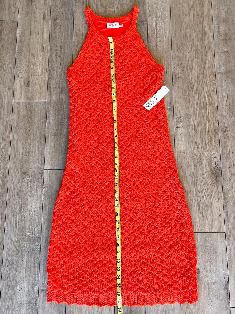 Eliza J Vibrant Orange Crochet Halter Midi Dress Women’s Medium - Picture 5 of 8